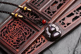 100% Natural Color Obsidian Carved Chinese Lucky gourd Pendant + free Necklace
