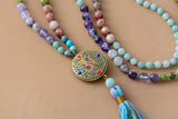 Beads Mala Natural Stone Nepal Charm Long Tassel Necklace