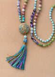 Beads Mala Natural Stone Nepal Charm Long Tassel Necklace