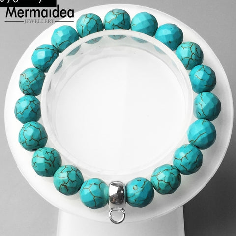 10mm Blue Stone Bead Carrier Bracelet