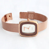 1pcs Rose Gold Casual Lady Stainless Steel Band Bracelet Analog Watch