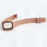 1pcs Rose Gold Casual Lady Stainless Steel Band Bracelet Analog Watch