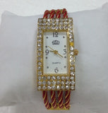 1pcs Bracelet Quartz Watch with Rectangle face Analog Alloy Diamond