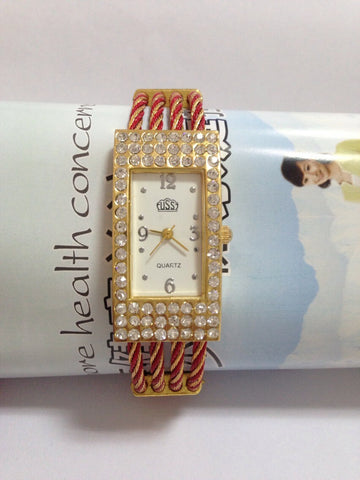 1pcs Bracelet Quartz Watch with Rectangle face Analog Alloy Diamond