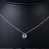 925 Silver Necklace Cubic Zirconia Pendant Vintage GLD0526