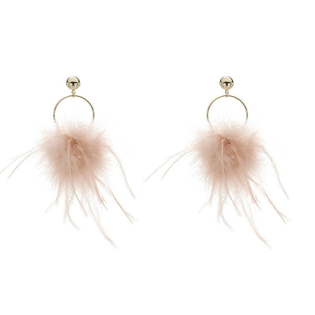 Temperament Feather Shape Round Drop Tassel korean Earring Dangle Pendant