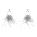 Temperament Feather Shape Round Drop Tassel korean Earring Dangle Pendant