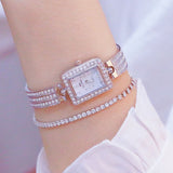 Fully Diamond Quartz Waterproof Square Wrist Watches