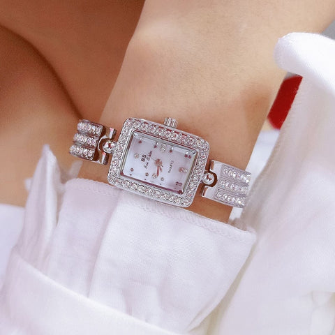 Fully Diamond Quartz Waterproof Square Wrist Watches