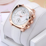 Crystal Rose Gold Genuine Leather Wrist Watch