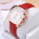 Crystal Rose Gold Genuine Leather Wrist Watch