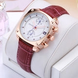 Crystal Rose Gold Genuine Leather Wrist Watch