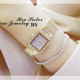 Diamond Gold Waterproof Crystal Square Watches