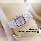 Diamond Gold Waterproof Crystal Square Watches