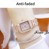 Diamond Gold Waterproof Crystal Square Watches