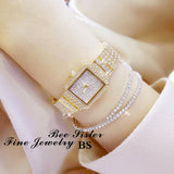 Diamond Gold Waterproof Crystal Square Watches