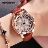 Luxury Brand Rhinestones Quartz Genuine Leather Watch