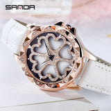 Luxury Brand Rhinestones Quartz Genuine Leather Watch