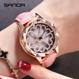 Luxury Brand Rhinestones Quartz Genuine Leather Watch