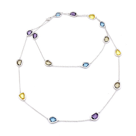 High quality brand jewelry gem wind color crystal sweater chain necklace