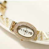 Top Brand Luxury Quartz Waterproof Pearl Band Oval Wrist Watches