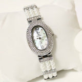 Top Brand Luxury Quartz Waterproof Pearl Band Oval Wrist Watches