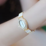 Top Brand Luxury Quartz Waterproof Pearl Band Oval Wrist Watches