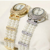 Top Brand Luxury Quartz Waterproof Pearl Band Oval Wrist Watches