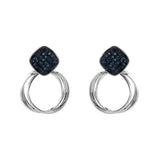 2018 Zinc Alloy Classic Round Women Dangle Earrings Korean Deep Blue Crystal Circle