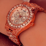 Steel Strip Rose Gold High Quality Sparkling Dress Wristwatch