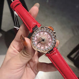 Casual Dress Elegant Luxury Rotation Quartz watch Leather