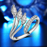 Plated S925 Silver Ring Opening Lovers Leaf Ring Cute Style