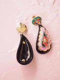 Amybaby Fashion Designer Enamel Glaze Colorful Flower Drop Earrings