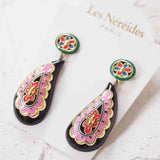 Amybaby Fashion Designer Enamel Glaze Colorful Flower Drop Earrings