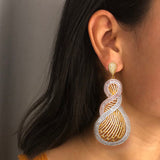 Big Statement Twist Earrings Full Cubic Zircon Wedding Bridal DUBAI Dangle Earrings