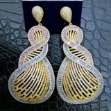 Big Statement Twist Earrings Full Cubic Zircon Wedding Bridal DUBAI Dangle Earrings