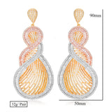 Big Statement Twist Earrings Full Cubic Zircon Wedding Bridal DUBAI Dangle Earrings