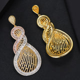 Big Statement Twist Earrings Full Cubic Zircon Wedding Bridal DUBAI Dangle Earrings