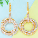 Circles Statement Earrings Full Cubic Zircon Wedding Bridal DUBAI Dangle Earrings