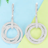 Circles Statement Earrings Full Cubic Zircon Wedding Bridal DUBAI Dangle Earrings