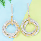 Circles Statement Earrings Full Cubic Zircon Wedding Bridal DUBAI Dangle Earrings