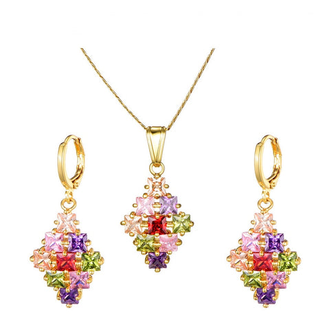 European Luxury Sets Crystal Necklace Earring