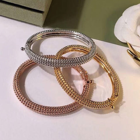 Classic Brand Bangle Luxury Rose Gold Silver Fine Polishing Beads Bracele