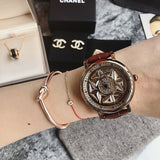 Leather Strap Unique Rhinestone Waterproof Watches Quartz