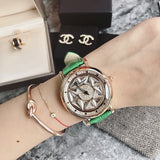 Leather Strap Unique Rhinestone Waterproof Watches Quartz