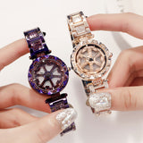 Diamond Rotating Top Brand Luxury Quartz Wrist Watches