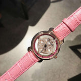 Top Brand Luxury Leather Strap Designer Rotating Diamond Watches