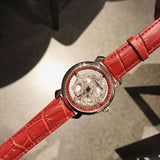 Top Brand Luxury Leather Strap Designer Rotating Diamond Watches