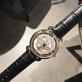 Top Brand Luxury Leather Strap Designer Rotating Diamond Watches