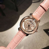 Top Brand Luxury Leather Strap Designer Rotating Diamond Watches